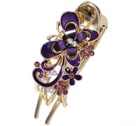Épingle à cheveux papillon en alliage pour femme avec design détaillé en forme d'aile galvanisée et clip en résine pour un ajustement confortable (violet)