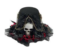 Épingle à cheveux Punk Charm avec chaîne pendentif, Red | Barrette à volants délicate avec fleur de Rose et embellissement pince à cheveux Antique ornement de cheveux doux
