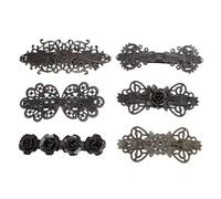 ÉPINGLE À CHEVEUX QUEUE DE CHEVAL FLORALE BRONZE VINTAGE 6PCS BARRETTES FRANÇAISES EN ALLIAGE POUR LES FÊTES DE MARIAGE