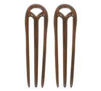 Épingle à Cheveux Rétro à Trois Dents en Bois de Santal, Lot de 2 | Style Chinois Fait Main, Forme Fourchette, Finition Lisse, pour Banquets Festifs et Mariages