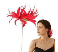 Épingle à cheveux rouge avec rouge, pince à cheveux rouge chinois,Broches de style de lys d'araignée rouge pour cheveux avec des fleurs | Épinglettes de coiffure de mariage élégantes avec des fleurs