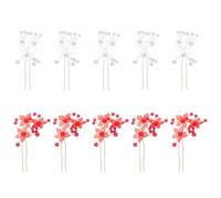 Épingle à Cheveux Rouge Blanc Ornement Floral de Mariage, Lot de 10