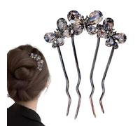 Épingle à cheveux torsadée - Élégante broche en forme de U avec strass