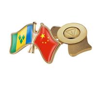 Épingle À Cravate Avec Drapeau De La Chine, De Saint-Vincent-Et-Les Grenadines - Broche À Boutons Avec Impression De Drapeau De Style Ethnique Créatif, Badge Patriotique Magnétique B