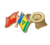 Épingle À Cravate Avec Drapeau De La Chine, De Saint-Vincent-Et-Les Grenadines - Broche À Boutons Avec Impression De Drapeau De Style Ethnique Créatif, Badge Patriotique Magnétique A