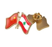 Épingle À Cravate Avec Drapeau De La Chine Et Du Liban - Style Ethnique Créatif, Avec Impression De Drapeau, Épingle À Cravate, Badge Patriotique Pour Hommes Et Femmes, Motif Papillon A