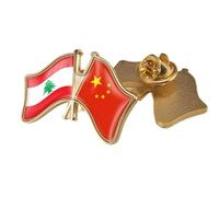 Épingle À Cravate Avec Drapeau De La Chine Et Du Liban - Style Ethnique Créatif, Avec Impression De Drapeau, Épingle À Cravate, Badge Patriotique Pour Hommes Et Femmes, Motif Papillon B