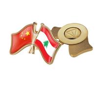 Épingle À Cravate Avec Drapeau De La Chine Et Du Liban - Style Ethnique Créatif, Épingle À Cravate, Badge Patriotique Magnétique Pour Hommes Et Femmes