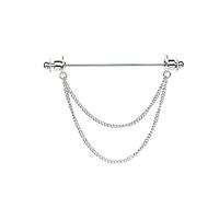 Épingle à cravate en forme de chaîne à tête sphérique en laiton pour homme, mariage, affaires, Acier allié, Inconnu