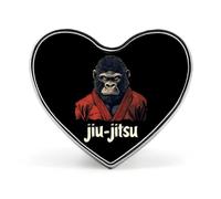 Épingle à cravate en forme de cœur représentant un combattant de jiu-jitsu gorille, broche amusante, badge, chapeau, vêtements, accessoires pour hommes et femmes