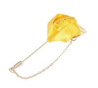 Épingle à Cravate Homme Fleur Rétro Avec Chaîne Et Gland - Broche Fleur Rose En Satin, Accessoire De Costume Chic Et Fait Main - Idéal Pour Le Marié, Témoin, Père Ou Cadeau De Mariage (jaune)