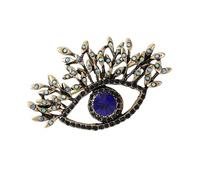 Épingle à œil gothique longue en alliage de zinc ornée de cristaux - Broche tendance - Bijoux gothiques - Accessoire de fête - mauvais yeux - Broche longue pour cils, taille unique, Comme décrit
