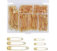 Épingle a Nourrice 250 Pièces Grosse et Petit Épingles de Sûreté Résistantes à la Rouille Épingles Couture avec Boîte de Rangement pour Couture Maison Bureau Artisanat Bijoux Tricot 6 Tailles Or