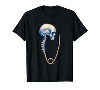 Épingle à nourrice Punk crâne Squelette Gothique mortalité Art T-Shirt