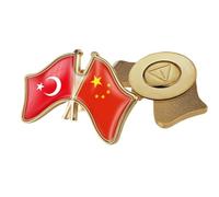 Épingle À Revers Avec Drapeau De La Chine Et De La Turquie - Broche En Cristal, Accessoire Souvenir De Style National Patriotique Pour Unisexe Magnétique B
