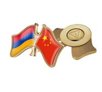 Épingle À Revers Avec Drapeau De La Chine Et De L'Arménie - Broche En Cristal, Accessoire Souvenir De Style National Patriotique Pour Unisexe Magnétique B