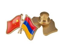 Épingle À Revers Avec Drapeau De La Chine Et De L'Arménie - Broche En Cristal, Accessoire Souvenir De Style National Patriotique Pour Bouton Unisexe B