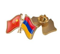 Épingle À Revers Avec Drapeau De La Chine Et De L'Arménie - Broche En Cristal, Accessoire Souvenir De Style National Patriotique Pour Unisexe.