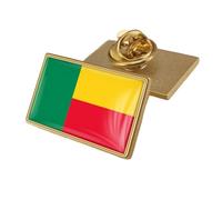 Épingle À Revers Avec Drapeau Du Bénin - Broche Créative Avec Inscription « Drapeau » Et Motif Ethnique, Badge Rectangulaire Patriotique Pour Homme Et Femme