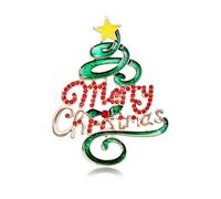 Épingle à revers avec inscription « Merry Christmas » en strass, sapin de Noël, étoile porte-bonheur, épingle en émail, clip pour col, pull, écharpes, robe, chapeau, sac à dos, broches épingles