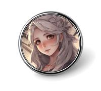 Épingle à revers de fille animée aux cheveux blancs pour homme, broche de mode urbaine italienne - Badges en émail mignons, épingle en alliage d'aluminium pour chapeaux, chemises, sacs, vestes et acce