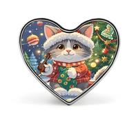 Épingle à revers en métal en forme de chat mignon chantant des chants de Noël exquises et tendance pour sac à dos, chapeau, sac, veste