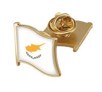 Épingle À Revers Patriotique En Cristal Avec Drapeau Chypriote - Broche Fantaisie Imprimée, Drapeau Rétro, Créativité Géométrique, Cadeau, Épingle À Cravate, Accessoire