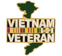 Épingle à revers sous licence officielle USA USAF USMC USCG USN Vietnam Veteran Ruban et carte 2,5 cm, One Size