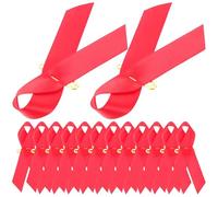 Épingle à Ruban Rouge Réutilisable pour Collecte de Fonds, 50 Pièces | Polyester, Design Délicat et Aspect Élégant, pour Vêtements, Paquet et Chapeaux Lors D’événements Publics