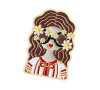 Épingle à tête de fille artistique vintage en forme de tête de dessin animé émaillé en alliage de zinc, bijoux de collection, accessoire de mode unique, amateurs d'histoire, taille unique, Comme