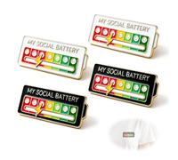Épingle de Batterie Sociale Interactive, Broche Émailée Créative et Amusante pour la Santé Mentale, Design Élégant en Blanc et Noir, Parfaite pour Exprimer Vos Émotions Quotidiennes