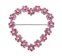 Épingle De Broche De Mariage Romantique En Cristal Rose Brillant Pour La Mode Nuptiale Avec Grande Déclaration Épingle De Broche De Fleur En Forme De Cœur Ouvert Pour Les Femmes Alliage Plaqué Rhodium