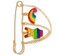Épingle de coeur de couleur arc-en-ciel avec chaîne détachable | Broche en chaîne en forme de cœur multicolore Unique, broche en alliage sur le thème de l ' amour arc-en-ciel pour un