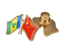 Épingle De Cravate Avec Drapeau De La Chine, De Saint-Vincent-Et-Les Grenadines Et De L'Intersection - Broche Créative Avec Drapeau De Style Ethnique, Badge Patriotique B