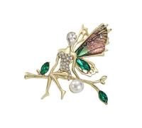 Épingle de poitrine pour sac ou vêtements décoration strass embellie fille ailée broche de corsage