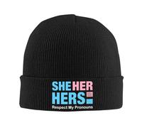 Épingle De Pronoms Elle/Elle/Son pour Une Âme Trans Authentique Homme Femme Watch Cap Coupe-Vent Bonnet De Pêcheur Léger Bonnets Hiver pour Ski Jogging Le Quotidien