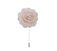 Épingle de revers à fleurs en satin, badge de mari Lot de 10 ou 20 épingles à revers en satin argenté et strass, 7 x 10 cm, en mousseline de soie noire, avec fleur rose(Flesh Pink)