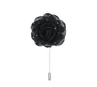 Épingle de revers à fleurs en satin, badge de mari Lot de 10 ou 20 épingles à revers en satin argenté et strass, 7 x 10 cm, en mousseline de soie noire, avec fleur rose(Black)