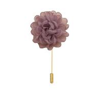 Épingle de revers à fleurs en satin, badge de mari Lot de 3 épingles à revers en satin argenté et fleur en mousseline de soie noire, 10 x 9 cm(Purple)