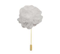 Épingle de revers à fleurs en satin, badge de mari Lot de 3 épingles à revers en satin argenté et fleur en mousseline de soie noire, 10 x 9 cm(White)