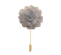 Épingle de revers à fleurs en satin, badge de mari Lot de 3 épingles à revers en satin argenté et fleur en mousseline de soie noire, 10 x 9 cm(Gray 9cm)