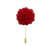 Épingle de revers à fleurs en satin, badge de mari Lot de 3 épingles à revers en satin argenté et fleur en mousseline de soie noire, 10 x 9 cm(Red)