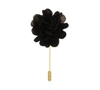 Épingle de revers à fleurs en satin, badge de mari Lot de 3 épingles à revers en satin argenté et fleur en mousseline de soie noire, 10 x 9 cm(Black)