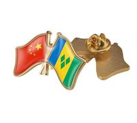 Épingle De Revers Avec Drapeau De La Chine, De Saint-Vincent-Et-Les Grenadines - Broche De Cravate Créative Avec Drapeau De Style Ethnique, Badge Patriotique Avec Papillon A