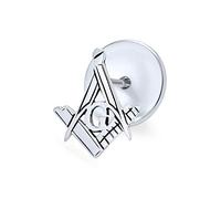 Épinglette Symbole Compas Maçonnique Franc-Maçon Apprenti Équerre Pour Hommes Pour Femmes En Argent Sterling .925