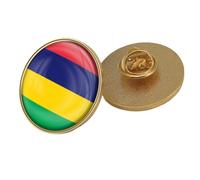 Épingle Drapeau De L'Île Maurice - Épingle Fantaisie En Cristal Avec Drapeau Imprimé, Épinglette Avec Drapeau National, Broche Souvenir Ronde Pour Homme Et Femme