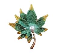 Épingle émaillée feuille d ’ érable sophistiquée pour robes, Green | Accessoire vestimentaire en alliage, détails cloisonnés, fermeture sécurisée pour tenue de fête, bijoux à la mode
