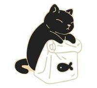 Épingle en émail chat : noir et blanc Mew Mew Badge pour vêtements, Klein, Métal non précieux