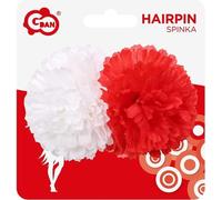 Épingle, grande fleur blanche et rouge