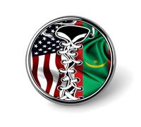 Épingle Ronde décorative Drapeau américain/mauritanien, ornée d'un Insigne d'amitié Entre Les États-Unis et la Mauritanie. Idéale pour Hommes et Femmes, Elle se Porte par Un Bouton, Une épingle à CR